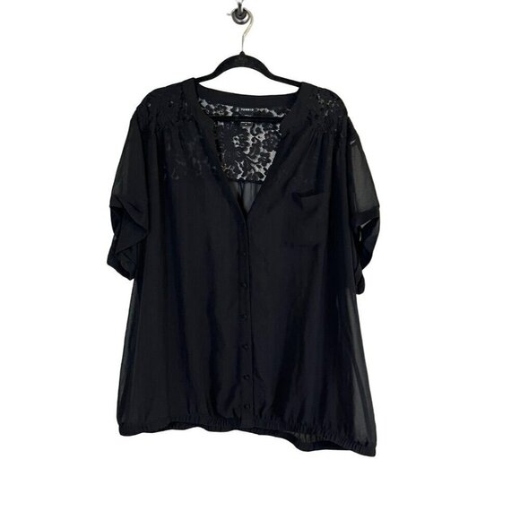 Torrid Top Women 4X Black Pullover Sheer Lace Floral Neutral Whimsigoth Fairy - Picture 2 of 15